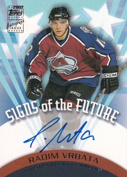 AUTO karta RADIM VRBATA 02-03 Topps Sign of the Future číslo SF-RV